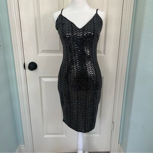 Olive Tree bodycon sequined black dress